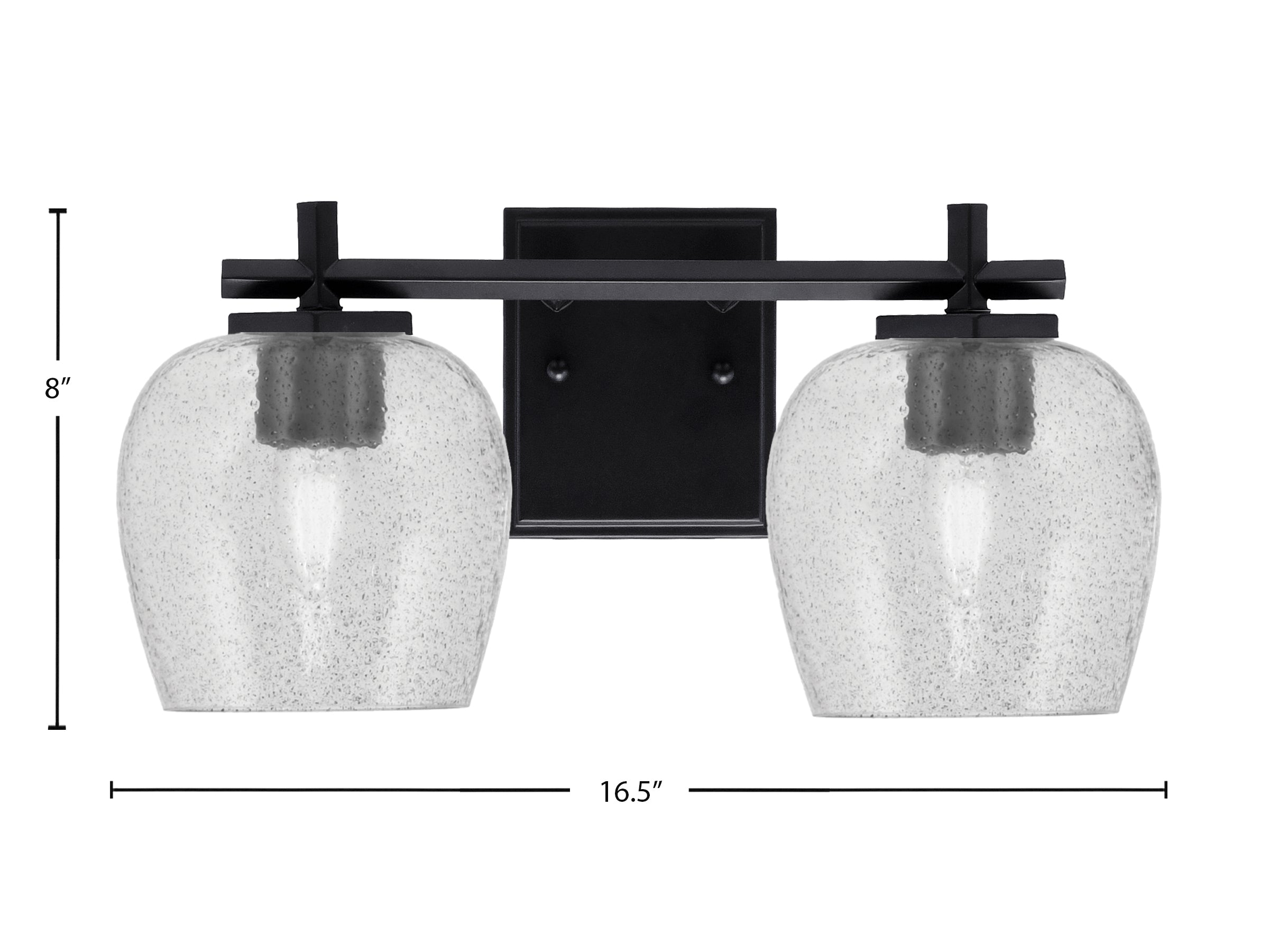 Franklin Two Light Bath Bar in Matte Black with Smoke Bubble Shade