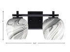 Franklin Two Light Bath Bar in Matte Black with Onyx Swirl Shade