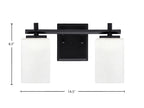 Franklin Two Light Bath Bar in Matte Black with Square White Muslin Shade