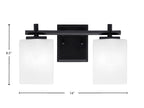 Franklin Two Light Bath Bar in Matte Black with Square White Marble Shade