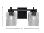 Franklin Two Light Bath Bar in Matte Black with Square Smoke Bubble Shade