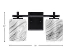 Franklin Two Light Bath Bar in Matte Black with Square Onyx Swirl Shade