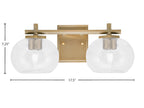 Franklin Two Light Bath Bar in New Age Brass with Clear Bubble Shade