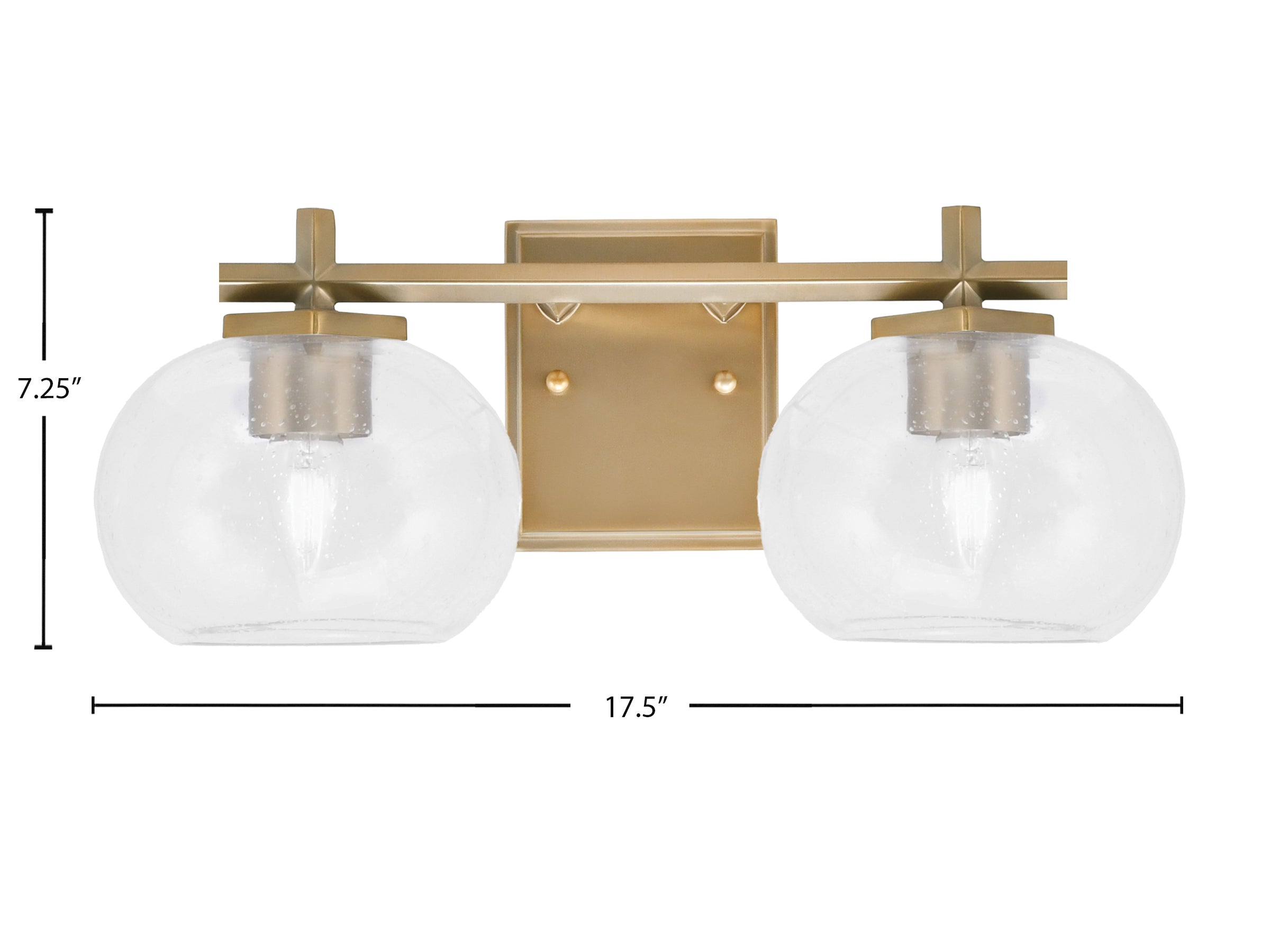 Franklin Two Light Bath Bar in New Age Brass with Clear Bubble Shade