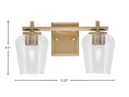 Franklin Two Light Bath Bar in New Age Brass with Clear Bubble Shade