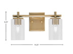 Franklin Two Light Bath Bar in New Age Brass with Clear Bubble Shade