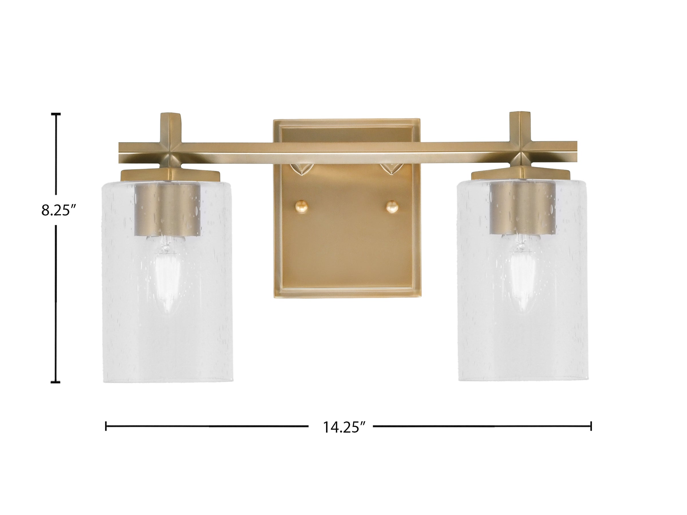 Franklin Two Light Bath Bar in New Age Brass with Clear Bubble Shade