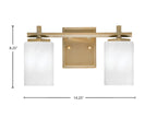 Franklin Two Light Bath Bar in New Age Brass with White Marble Shade