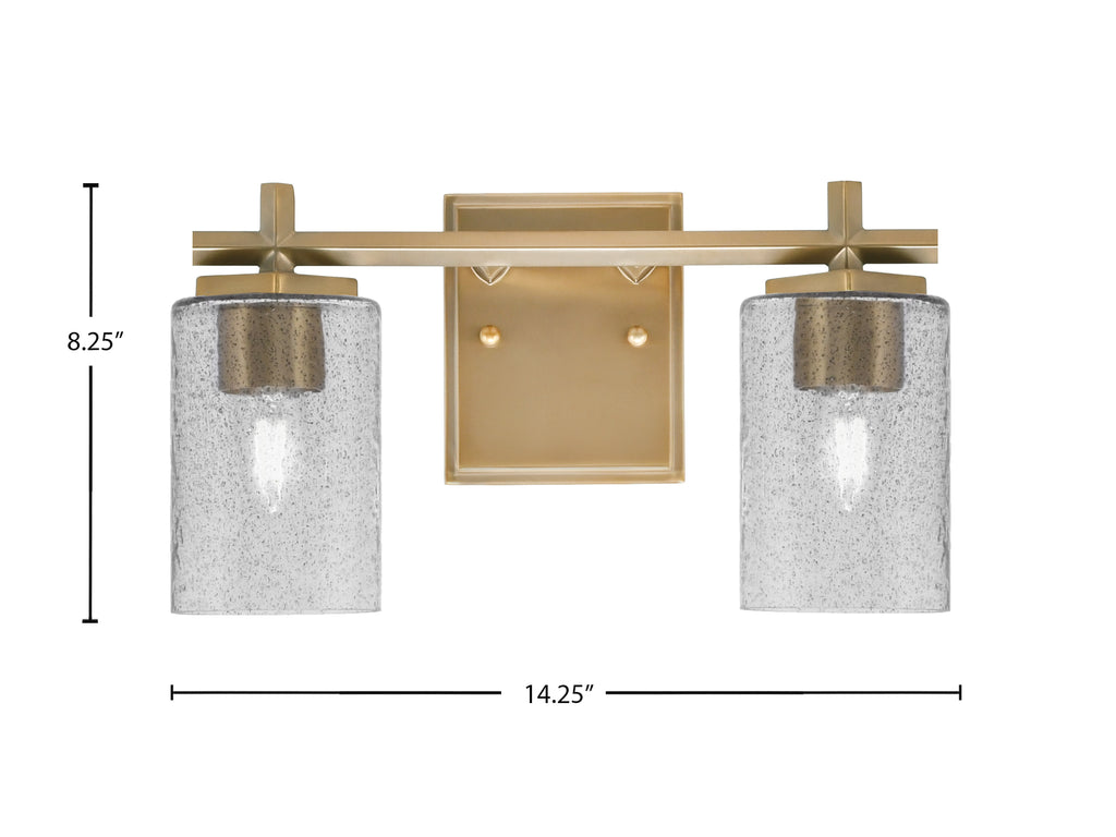 Franklin Two Light Bath Bar in New Age Brass with Smoke Bubble Shade