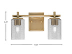 Franklin Two Light Bath Bar in New Age Brass with Smoke Bubble Shade
