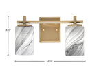 Franklin Two Light Bath Bar in New Age Brass with Onyx Swirl Shade