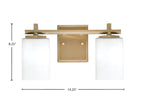 Franklin Two Light Bath Bar in New Age Brass with White Muslin Shade
