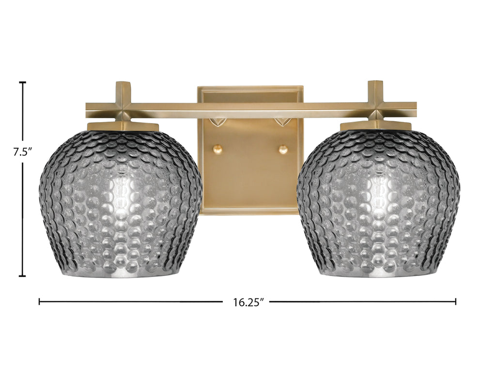 Franklin Two Light Bath Bar in New Age Brass with Smoke Textured Shade