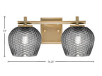 Franklin Two Light Bath Bar in New Age Brass with Smoke Textured Shade