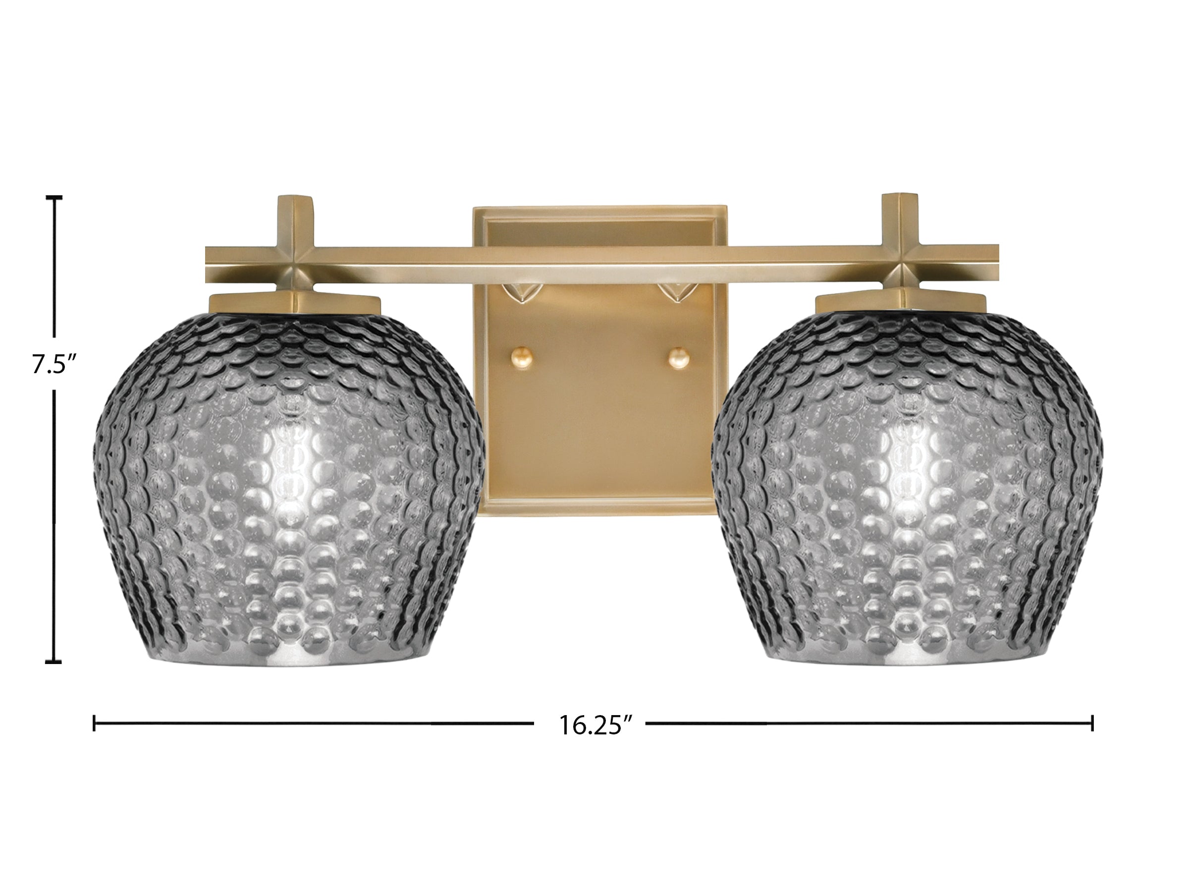 Franklin Two Light Bath Bar in New Age Brass with Smoke Textured Shade