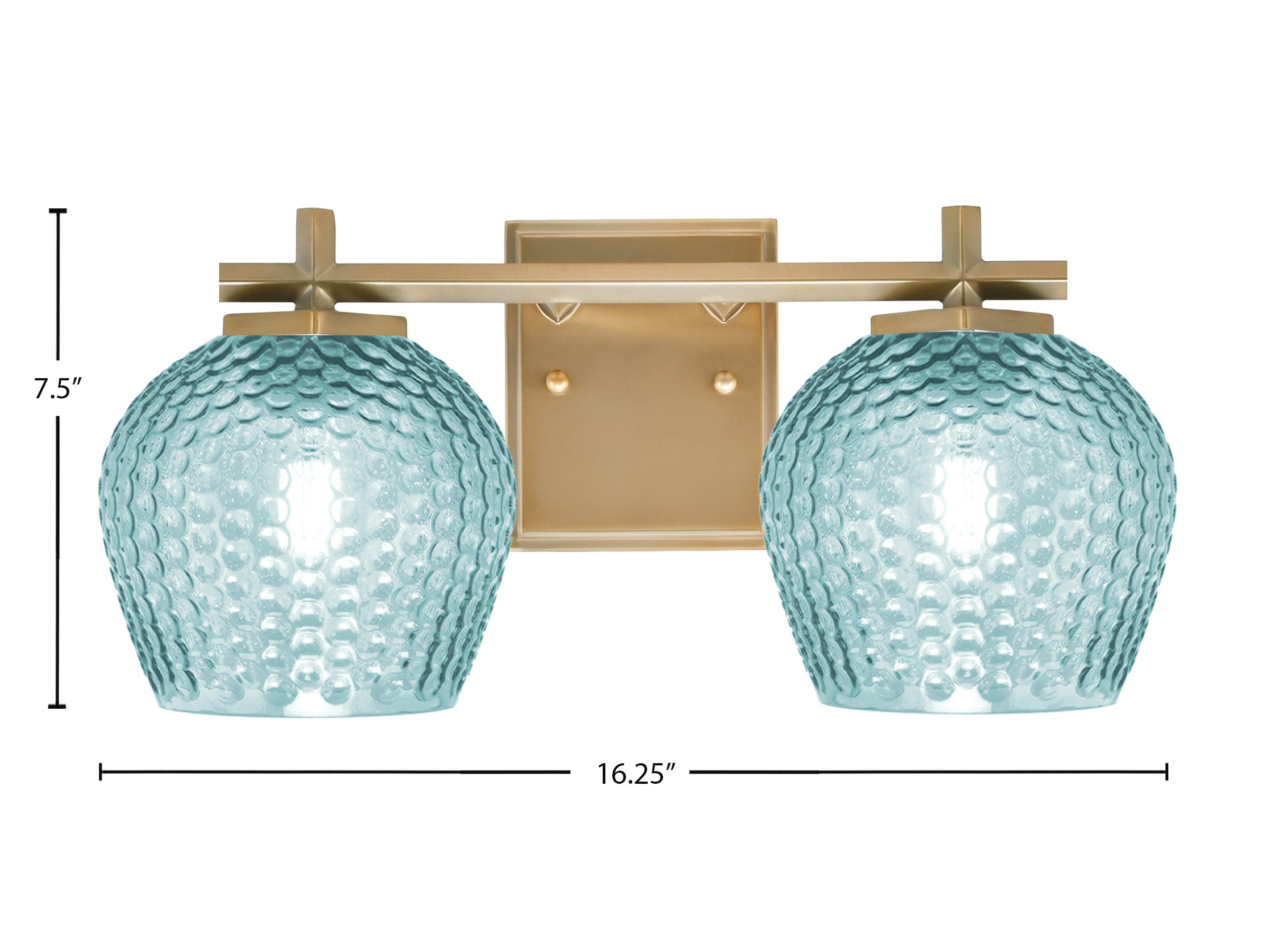 Franklin Two Light Bath Bar in New Age Brass with Turquoise Textured Shade