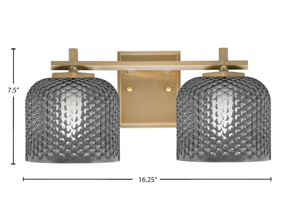 Franklin Two Light Bath Bar in New Age Brass with Smoke Textured Shade