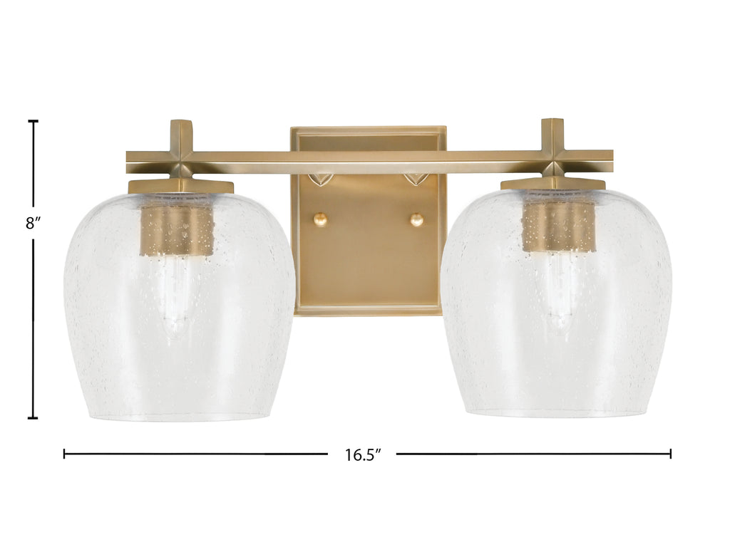 Franklin Two Light Bath Bar in New Age Brass with Clear Bubble Shade