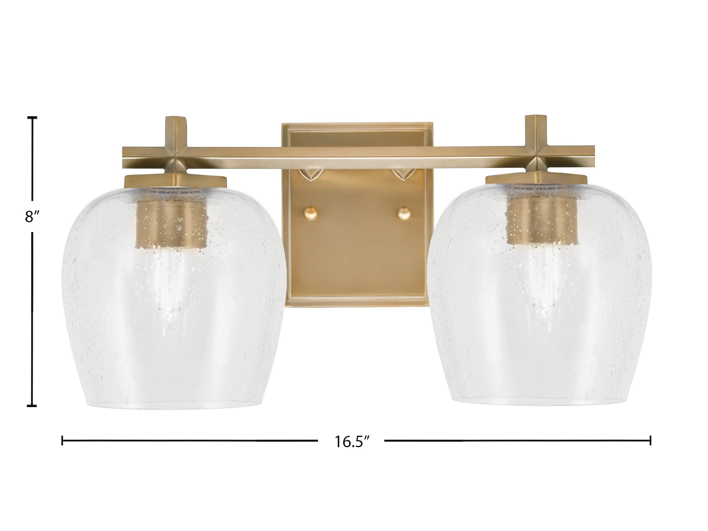 Franklin Two Light Bath Bar in New Age Brass with Clear Bubble Shade