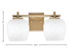 Franklin Two Light Bath Bar in New Age Brass with White Marble Shade