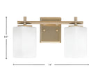 Franklin Two Light Bath Bar in New Age Brass with Square White Marble Shade