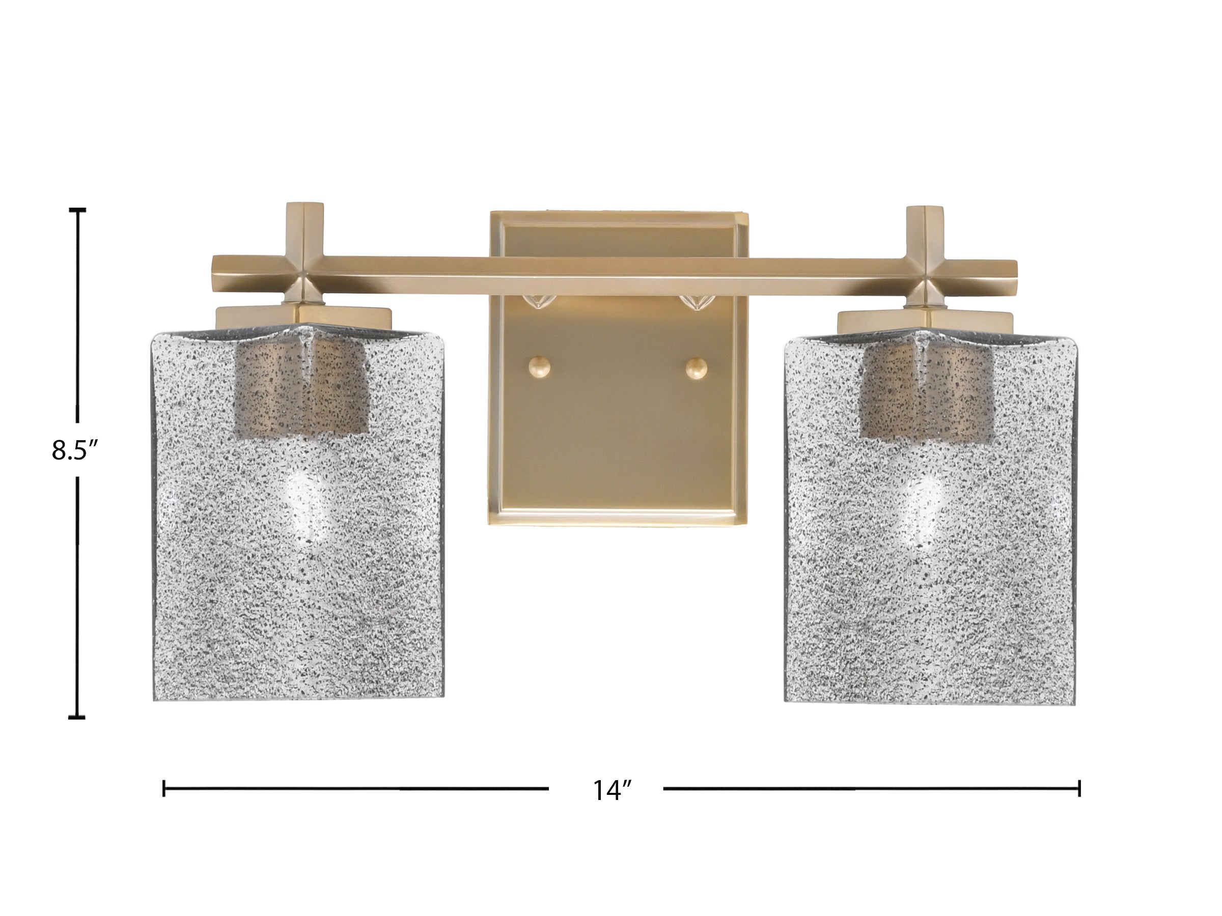 Franklin Two Light Bath Bar in New Age Brass with Square Smoke Bubble Shade