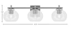 Franklin Three Light Bath Bar in Graphite with Clear Bubble Shade