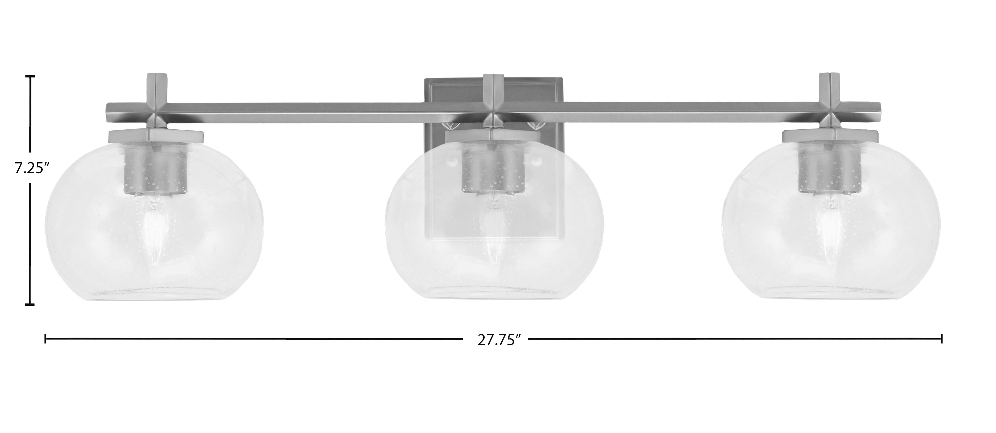 Franklin Three Light Bath Bar in Graphite with Clear Bubble Shade