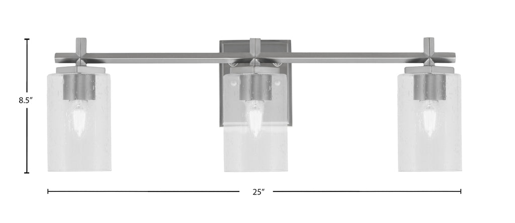 Franklin Three Light Bath Bar in Graphite with Clear Bubble Shade