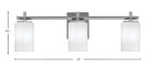 Franklin Three Light Bath Bar in Graphite with White Marble Shade