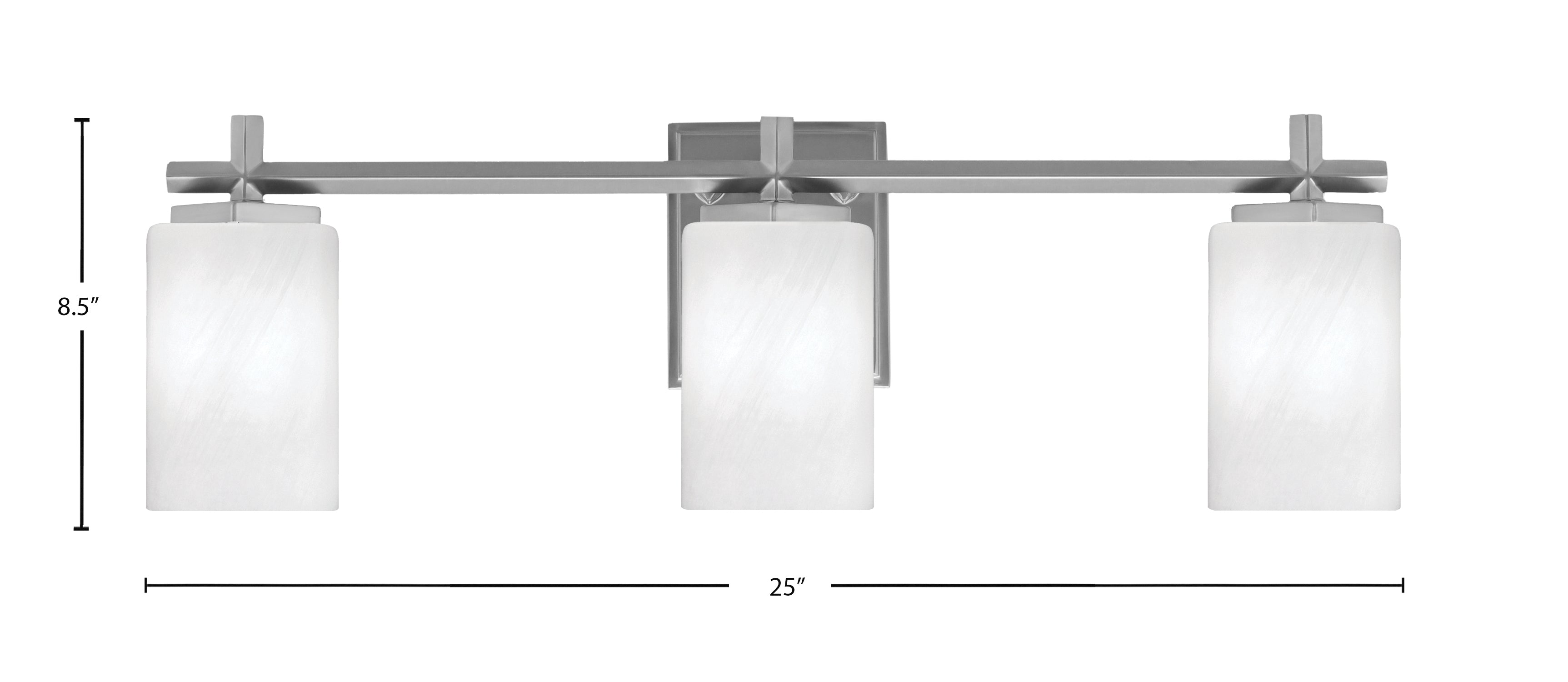 Franklin Three Light Bath Bar in Graphite with White Marble Shade