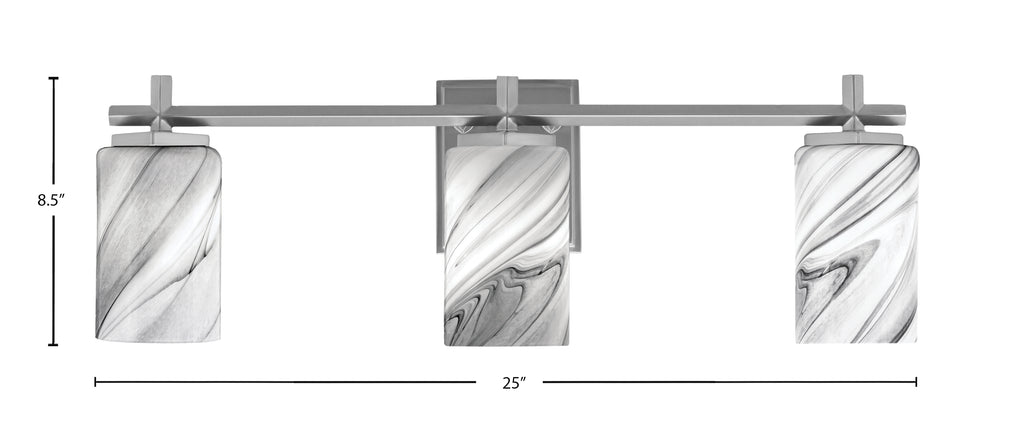 Franklin Three Light Bath Bar in Graphite with Onyx Swirl Shade