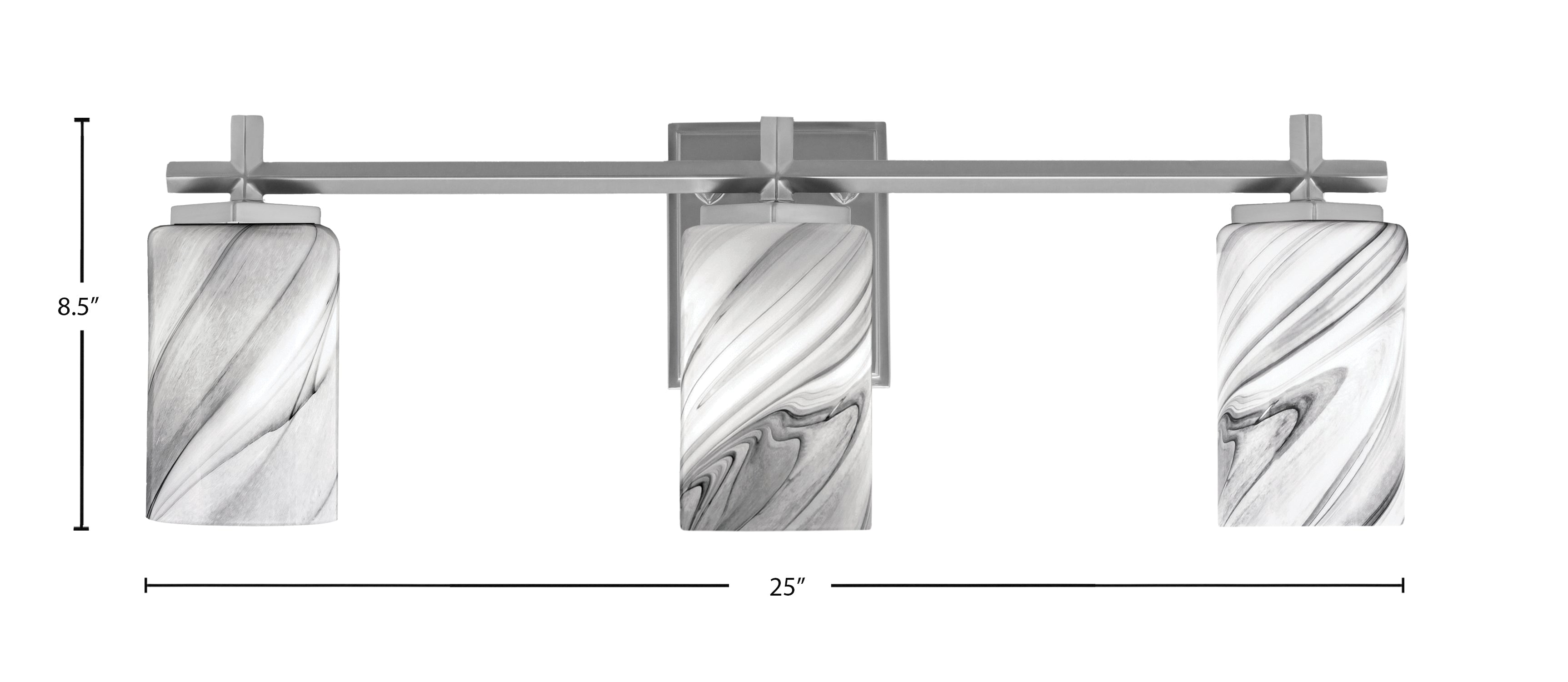 Franklin Three Light Bath Bar in Graphite with Onyx Swirl Shade