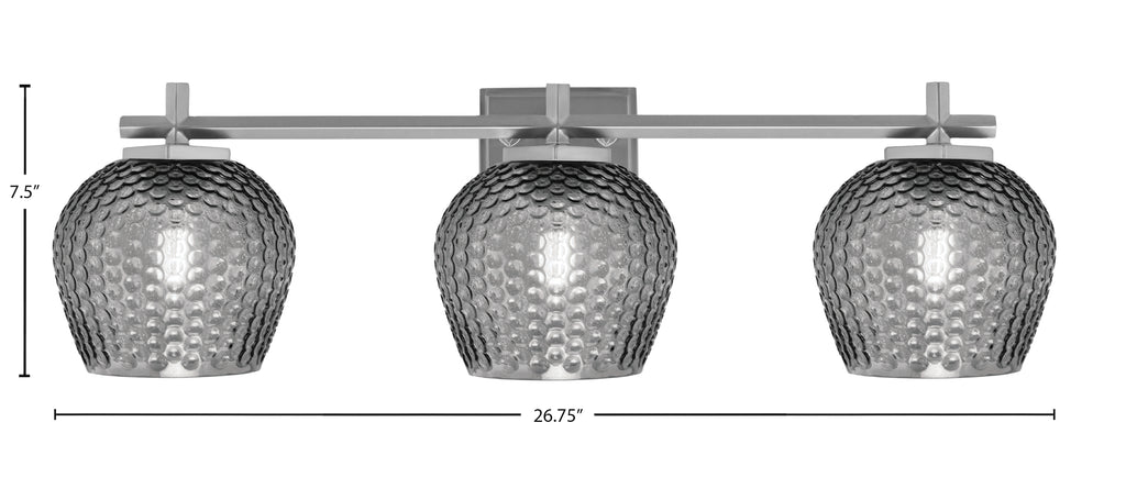 Franklin Three Light Bath Bar in Graphite with Smoke Textured Shade