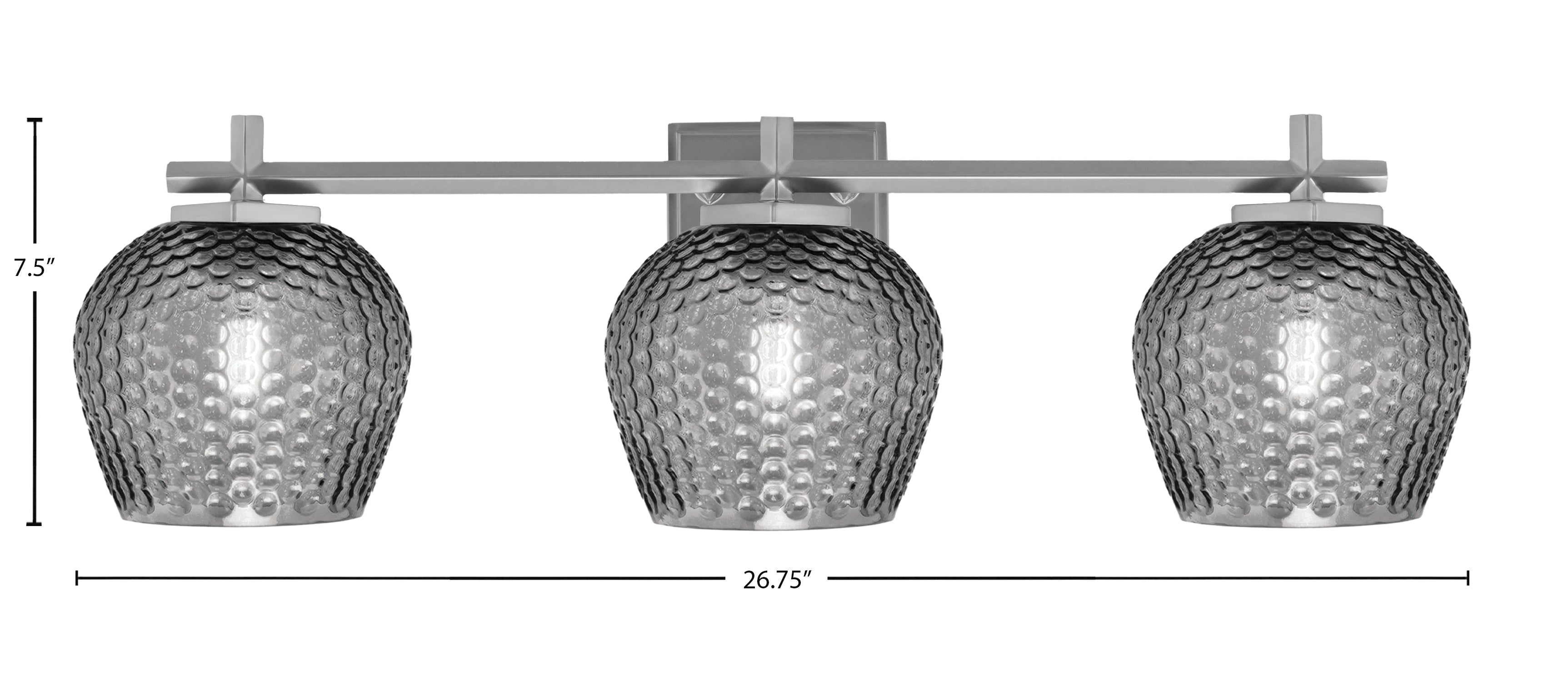 Franklin Three Light Bath Bar in Graphite with Smoke Textured Shade