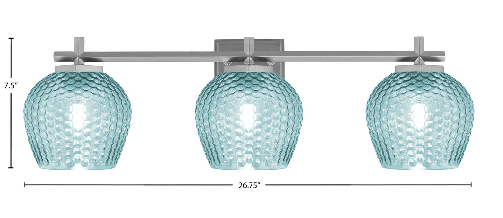 Franklin Three Light Bath Bar in Graphite with Turquoise Textured Shade