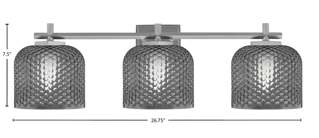 Franklin Three Light Bath Bar in Graphite with Smoke Textured Shade