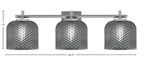 Franklin Three Light Bath Bar in Graphite with Smoke Textured Shade