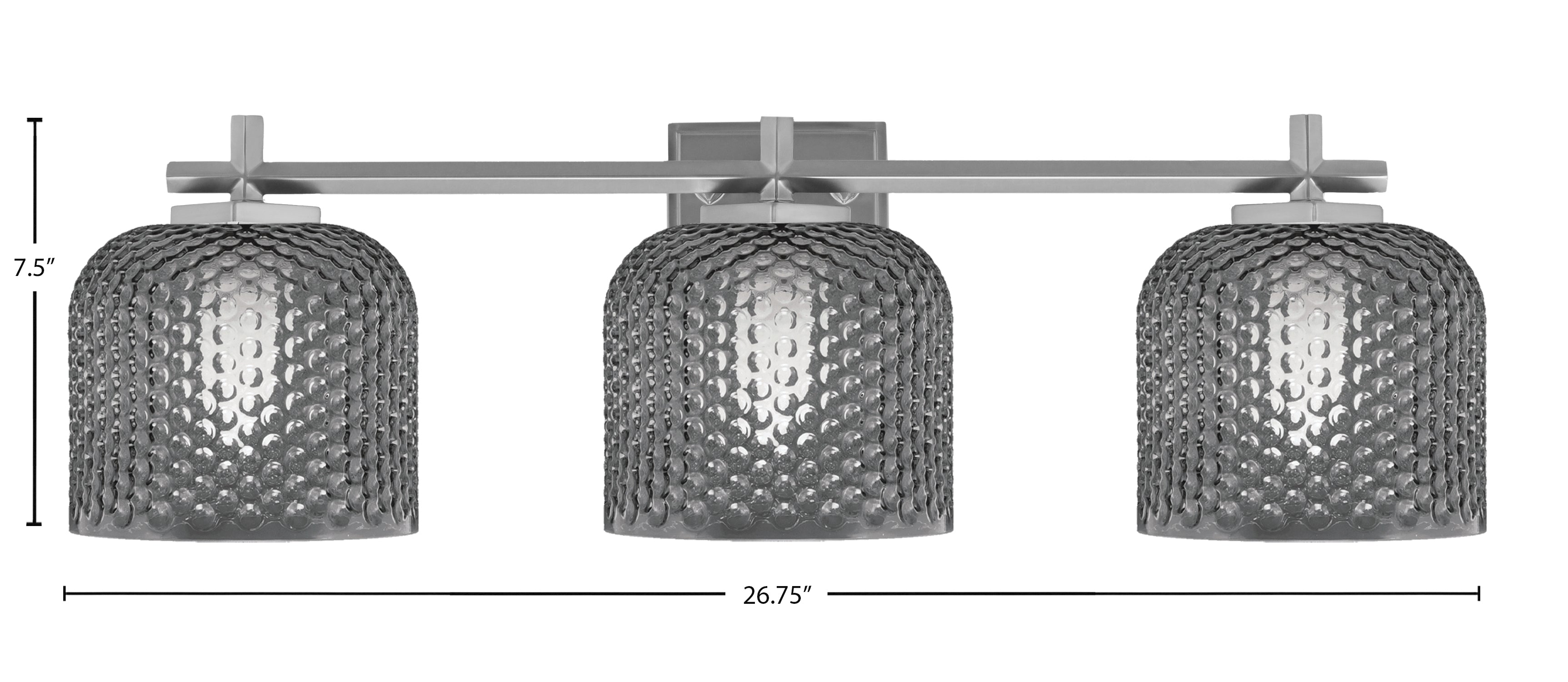 Franklin Three Light Bath Bar in Graphite with Smoke Textured Shade