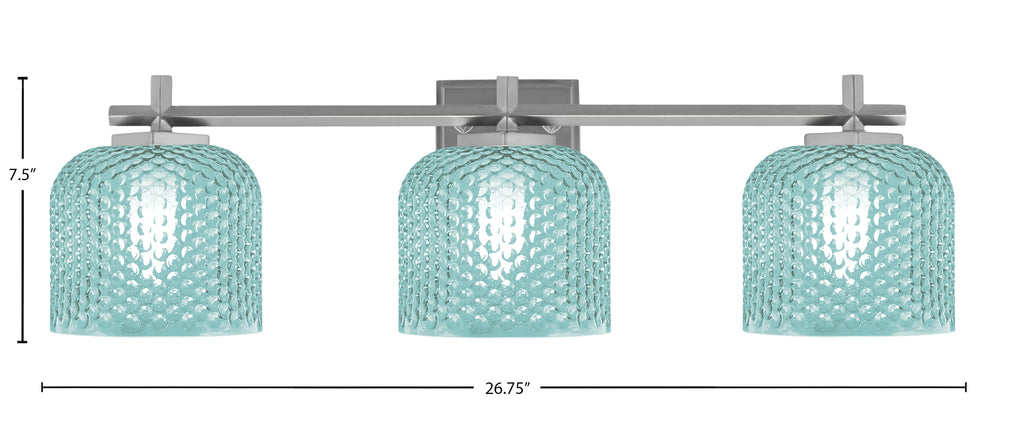 Franklin Three Light Bath Bar in Graphite with Turquoise Textured Shade