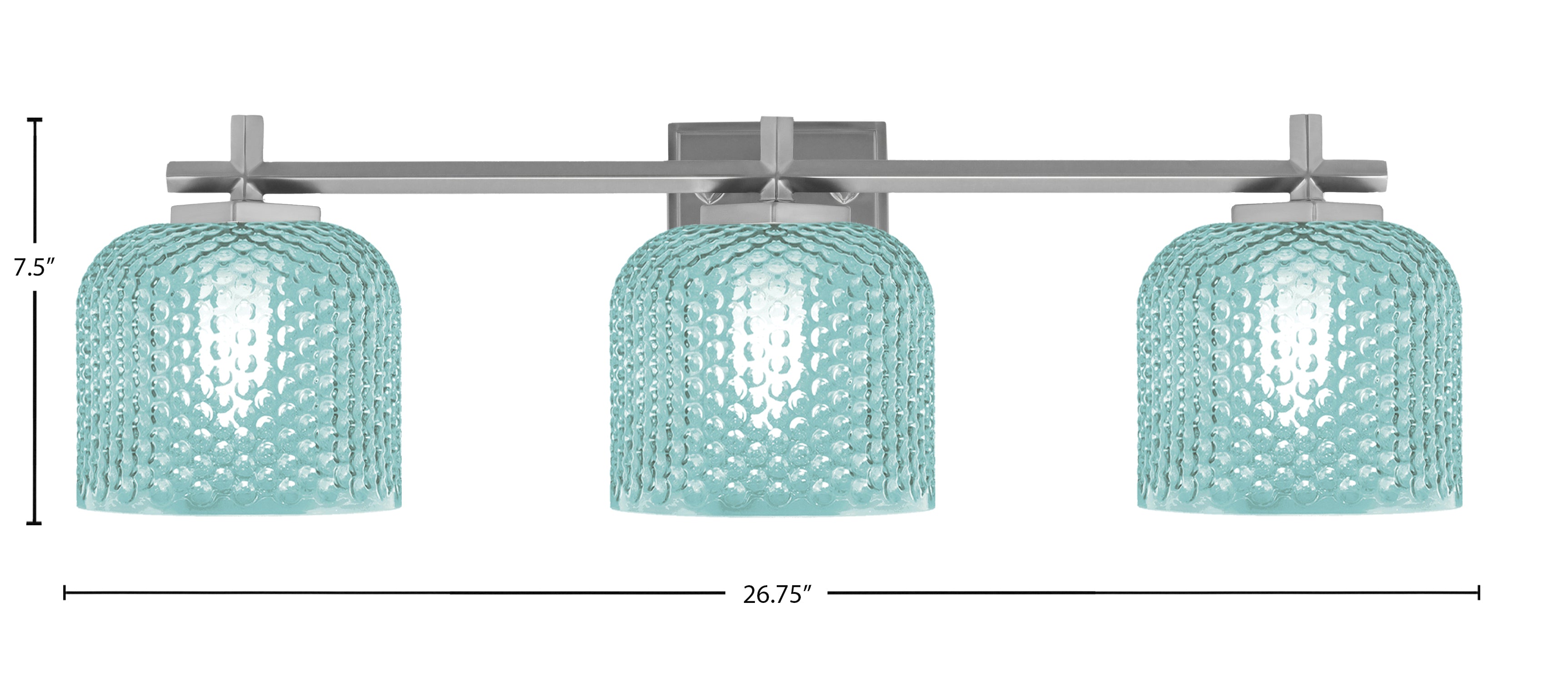 Franklin Three Light Bath Bar in Graphite with Turquoise Textured Shade