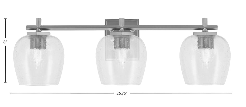 Franklin Three Light Bath Bar in Graphite with Clear Bubble Shade