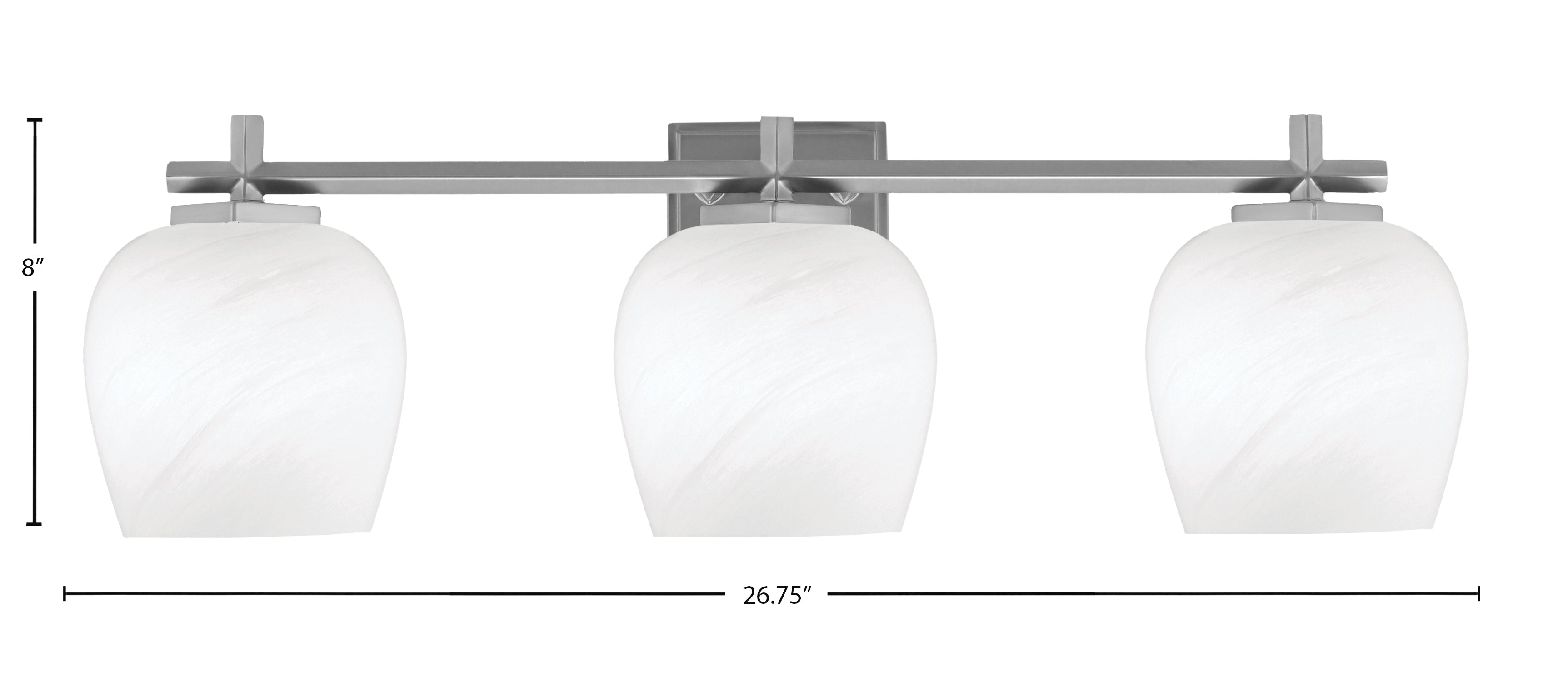 Franklin Three Light Bath Bar in Graphite with White Marble Shade