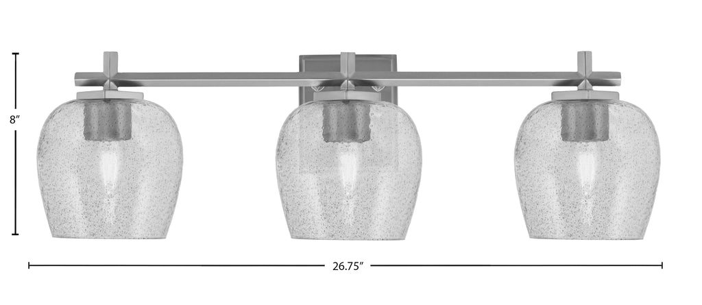Franklin Three Light Bath Bar in Graphite with Smoke Bubble Shade