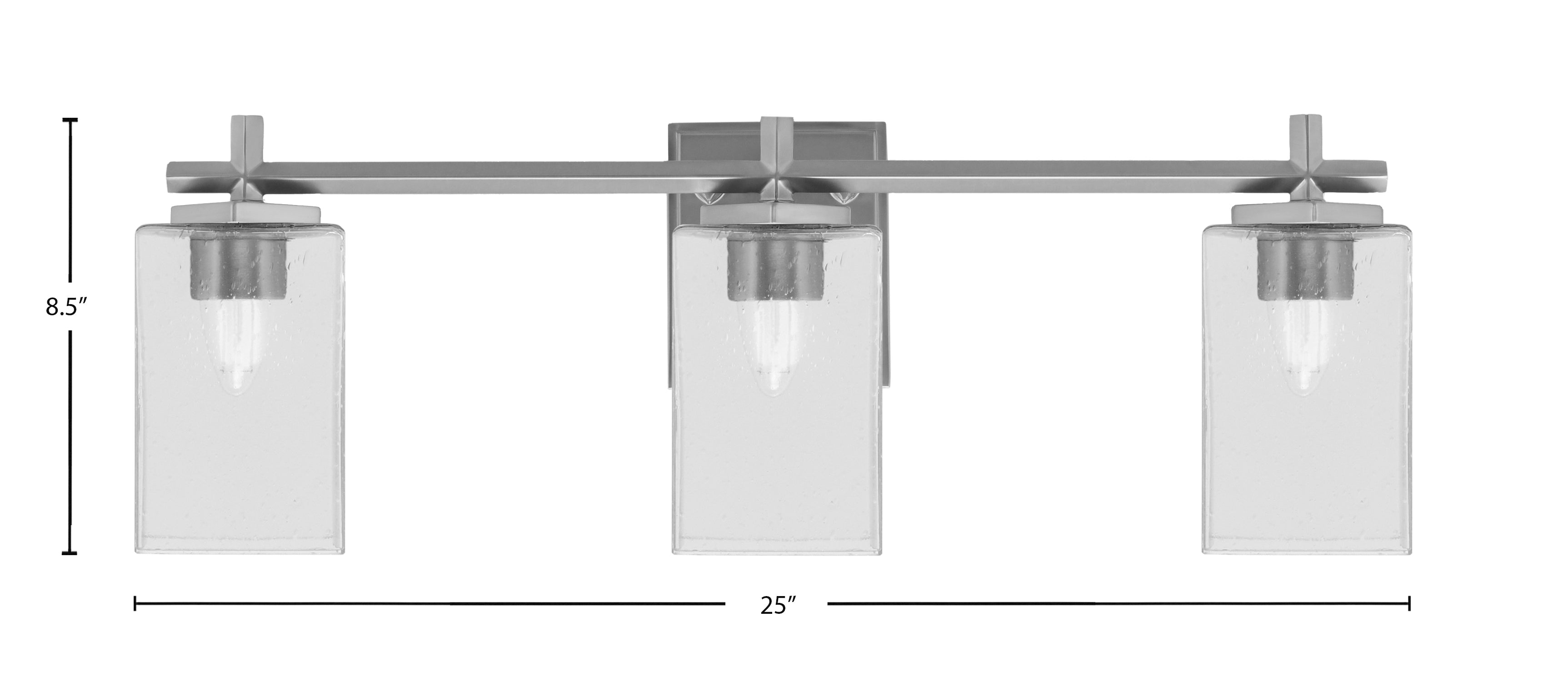 Franklin Three Light Bath Bar in Graphite with Square Clear Bubble Shade