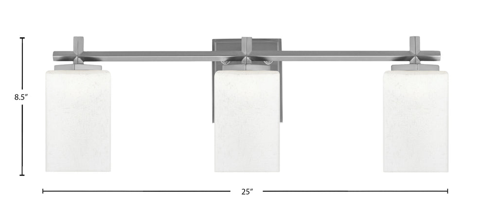 Franklin Three Light Bath Bar in Graphite with Square White Muslin Shade