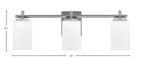 Franklin Three Light Bath Bar in Graphite with Square White Muslin Shade
