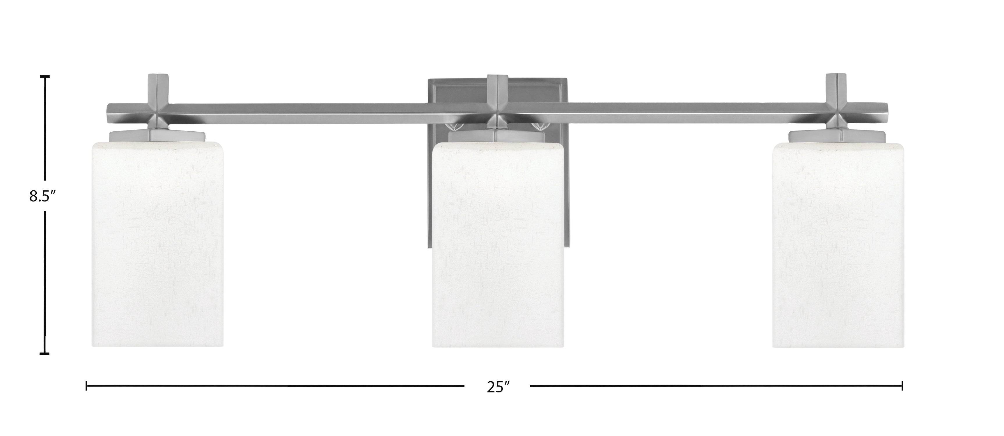 Franklin Three Light Bath Bar in Graphite with Square White Muslin Shade
