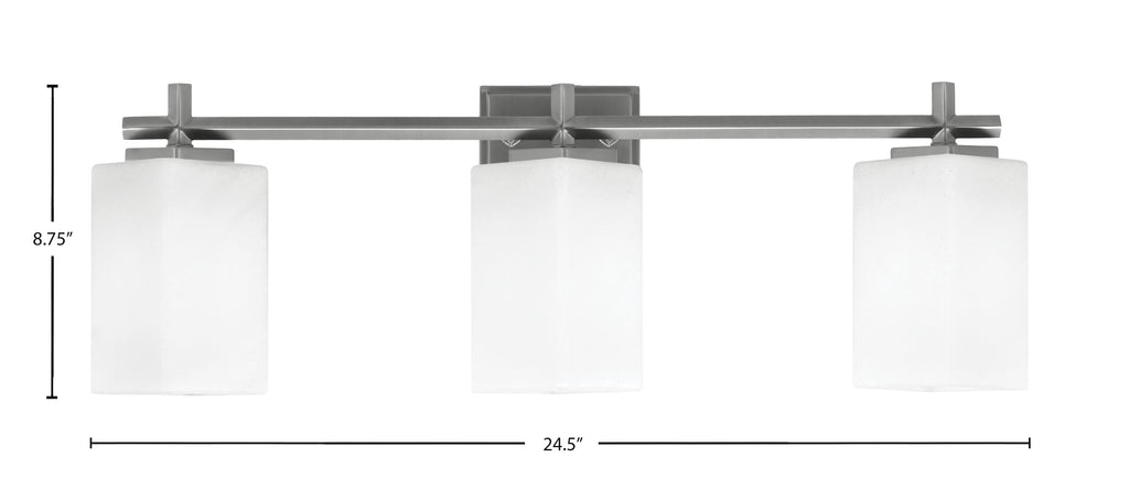 Franklin Three Light Bath Bar in Graphite with Square White Marble Shade