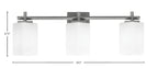 Franklin Three Light Bath Bar in Graphite with Square White Marble Shade